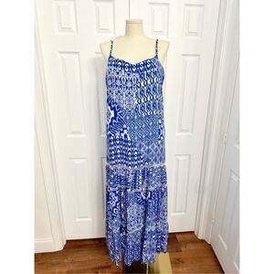 Sea Lustre Womens Blue White Indie Lace Sleeveless Maxi Dress Size L/XL NWT